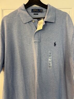 Ralph Lauren Men's Polo Shirt in Heather Blue with Navy Pony XL New